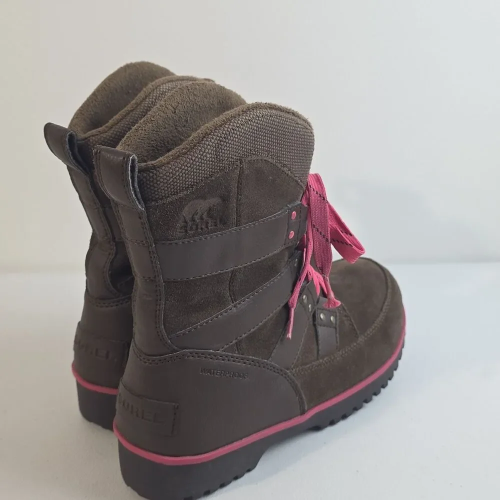 Sorel Meadow Lace Brown Suede Waterproof Insulated Snow Boots Womens Sz 5 EUC
